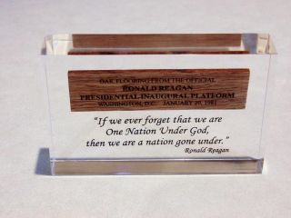 Ronald Reagan 1981 Inaugural Memorabilia - One Nation Under God Quote 17 Lucite 2