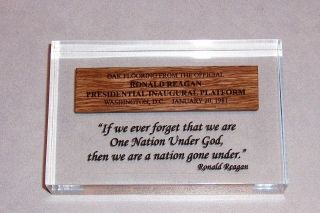 Ronald Reagan 1981 Inaugural Memorabilia - One Nation Under God Quote 17 Lucite 3