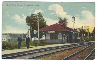 M.  C.  R.  R.  Railroad Station,  Wytopitlock,  Maine Vintage Postcard