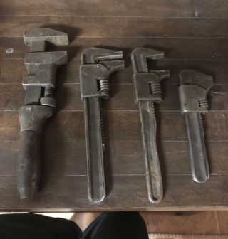 4 Vintage Adjustable Pipe / Monkey Wrench - Billings,  Ftf Cleve,  9 In Auto