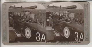 Wwi British Stereoview - Off For A Scrap With The German Planes