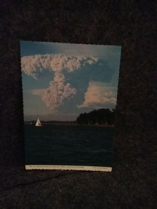Vintage Photo Postcard Mt St Helens Eruption Seen From Portland