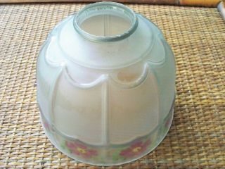 Vintage Reverse Painted Pink Flowers Frosted Glass Lamp Light Shade 2