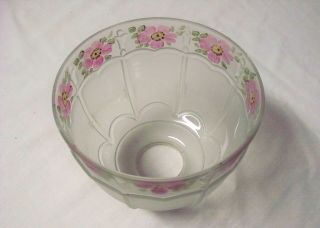 Vintage Reverse Painted Pink Flowers Frosted Glass Lamp Light Shade 3