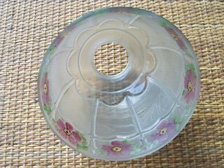 Vintage Reverse Painted Pink Flowers Frosted Glass Lamp Light Shade 4