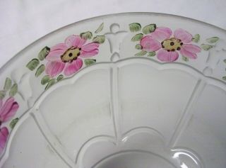 Vintage Reverse Painted Pink Flowers Frosted Glass Lamp Light Shade 5