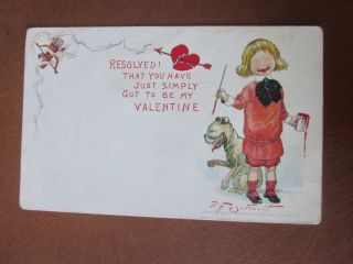 Pre - 1907 Valentine Postcard Buster Brown & Tighe.  Signed R.  F.  Outcault 1903 Tuck