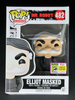 Funko Pop Mr Robot Elliot Masked 2017 Sdcc Comic Con W/box Protector -