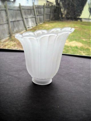 Frosted Glass Lamp Shade Measuring 5 - 3/4 " Tall X 5 - 3/4 " Wide X 2 - 1/8 " Fitter End