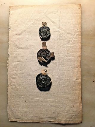 THREE 17TH CENTURY WAX SEALS FROM DOCUMENTS 4