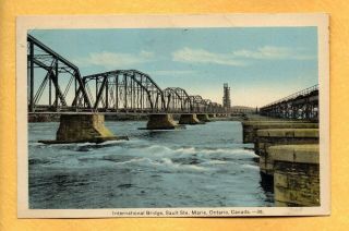 International Bridge Sault Ste.  Marie Ontario Canada Postcard