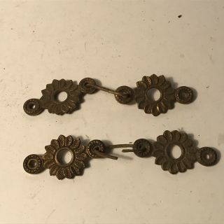 Antique Matching Set Of 4 Brass Chain Holders For Glass Parlor Hanging Lamp