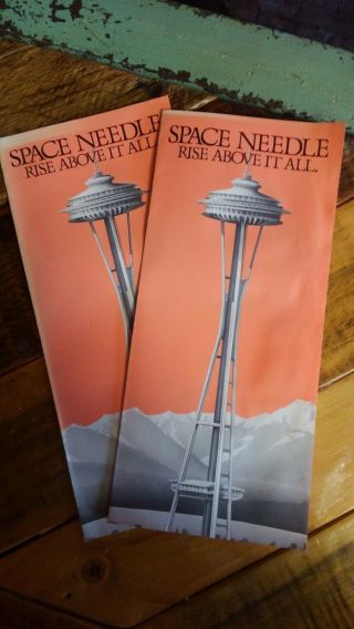 2 Vintage Washington Seattle Space Needle Brochure Pamphlets