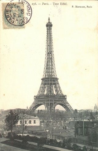 1910s Antique French Eiffel Tower Postcard Paris Memory From France