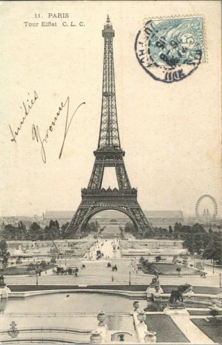 Antique French Eiffel Tower Postcard Paris Memory France