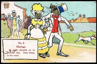 1906 • Black Americana • Valentine Series Card • Negro Humor • No.  4 - Marriage
