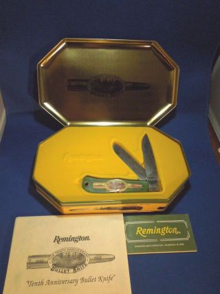 Vintage 1992 Remington 10th Anniversary Bullet Umc Knife R1123 - A W/ Tin Display