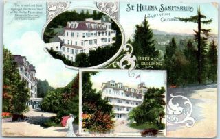 Napa County,  California Postcard St.  Helena Sanitarium Multi - View W/ 1913 Cancel