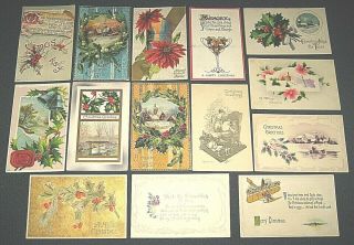 14 Antique Early 1900s Merry Christmas Season Greetings Postcards