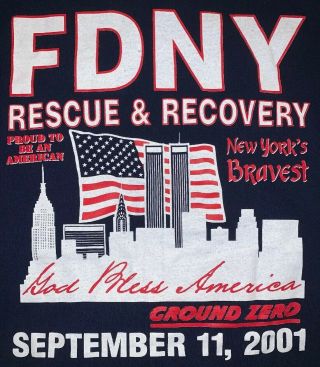Fdny Fire Department York Nyc T - Shirt Sz Xl Wtc 9/11 23 9 - 11 - 01 Ground Zero
