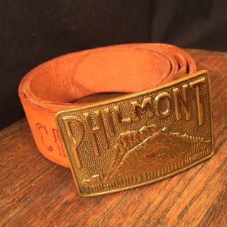 Vtg Belt Bsa Philmont Boy Scout Ranch Cimarron Buckle Leather Priority Mail