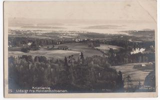 Norway; Kristiania (oslo),  View From Holmenkolbanen Rp Ppc,  1918 Pmk To Gb