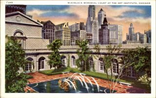 Mckinlock Memorial Court Art Institute Chicago Illinois Il Fountain 1950s