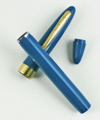 Vintage Sheaffer Snorkel Fountain Pen: Blue Cap,  Barrel & End Cap Only