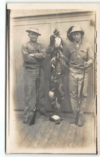 Duck Hunters,  W Rifle Rppc Postcard Rppc Photo Bird Hunting Men