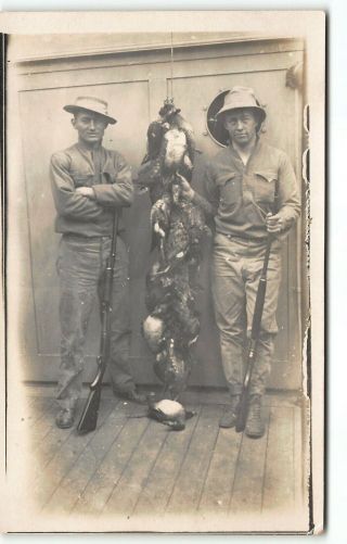 Duck Hunters,  w Rifle RPPC Postcard RPPC Photo Bird Hunting Men 2