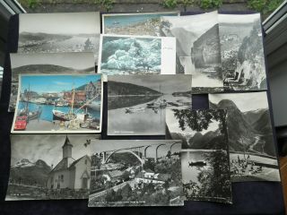 12 Norwegian Postcards,  Loen Kjendalskronebrae,  Loen Kirke,  Voss,  Bergen,  Goats