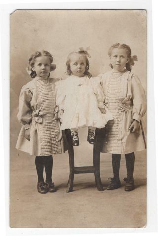 Rppc Postcard Portrait Of 3 Little Girls Paul Koch 