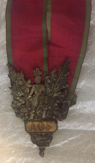 Antique Masonic Aof Ancient Order Of Foresters Medal W Sash British