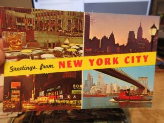 Vintage Old Postcard York City Times Square Brooklyn Bridge Rockefeller Plza