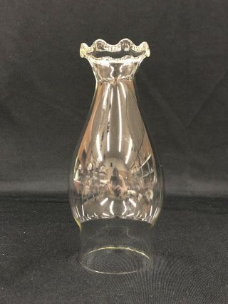 C.  1880 - 1900’s Pie Crust Ruffled Top Clear Glass No.  2 Size Chimney For Oil Lamp