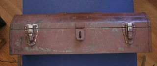 Vintage Craftsman Tin Metal Tool Box Case With Caddy,  Crown Logo,  Painted Over