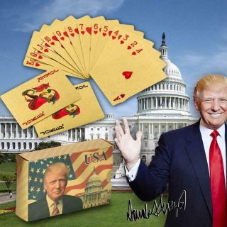 Wr Quality Donald Trump Plastic Cards Poker Gold And Silver Poker Set Playing Ca