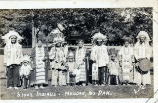 Mandan,  North Dakota Sioux Indians Vintage Photo Postcard