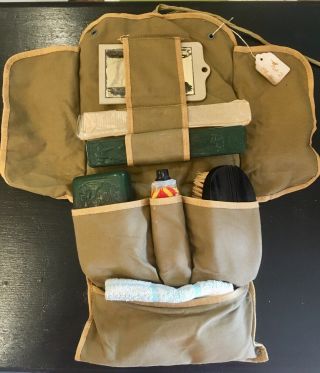 Vintage Official Boy Scout Grooming Hygiene Mess Kit In Bsa Bag