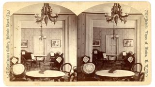 Elmira Ny - Interior Of Hotel - View From Lounge - Tomlinson Stereoview