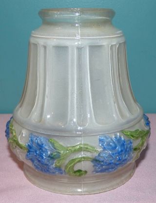 Antique Art Glass Light / Lamp Shade,  Raised Floral Design Ceiling Chandelier