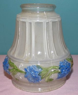 Antique Art Glass Light / Lamp Shade,  Raised Floral Design Ceiling Chandelier 2