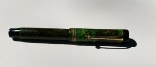 Vintage Parker Duofold Lucky Curve 14k Nib Jade Green Fountain Pen Rare 1920 