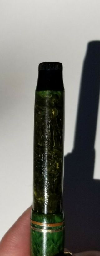 Vintage Parker Duofold Lucky Curve 14k Nib Jade Green Fountain Pen Rare 1920 ' s 6