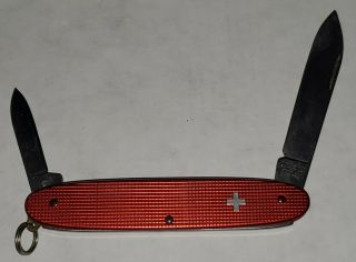 Vin.  Victorinox Swiss Army Knife Alox Red Old Cross Knife 2 Blade Prototype?