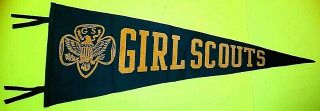 Vintage Girl Scout Green Felt Pennant Flag,  28 " Gsa Usa Great Shape Rare