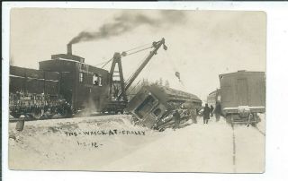 Farley Mn Minnesota? Rppc Postcard Train Wreck 1 - 2 - 12