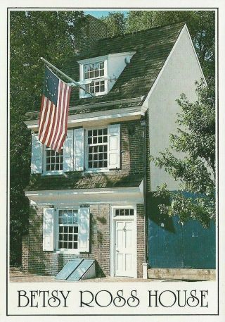 Postcard - Pa - Pennsylvania Usa Flag Betsy Ross House Philadelphia Unposted