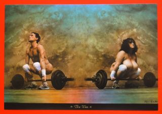 Jan Saudek " War " Weightlifter Nude Fat Woman Male Art Photo L P/card 6 " X8 " G2 - 26