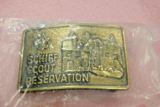 Boy Scout Schiff Scout Reservation Brass Belt Buckle In Bag